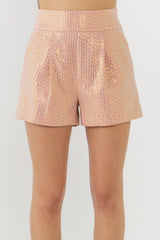 Sequin Detail Embroidered Shorts