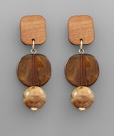 Acrylic & Wood Dangle Earrings