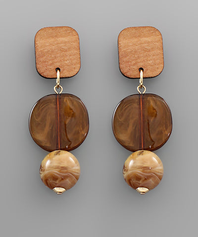 Acrylic & Wood Dangle Earrings