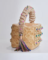 Top Handle Straw Color Pop Bag