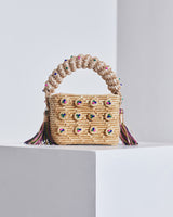 Top Handle Straw Color Pop Bag