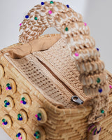 Top Handle Straw Color Pop Bag