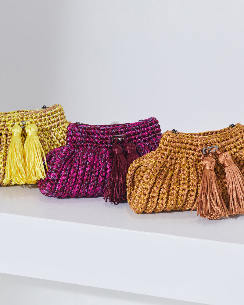 Satin Thread Crochet Convertible Clutch