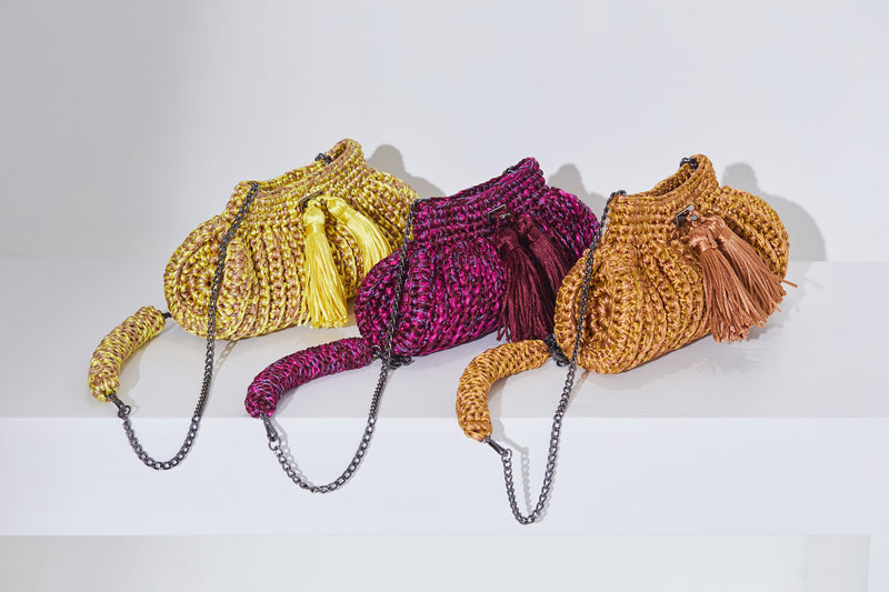 Satin Thread Crochet Convertible Clutch