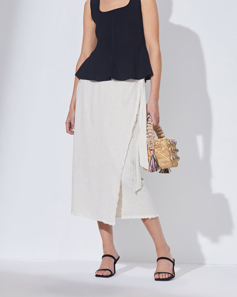Top Handle Straw Color Pop Bag