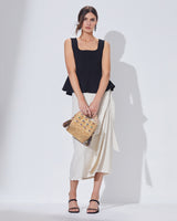 Top Handle Straw Color Pop Bag