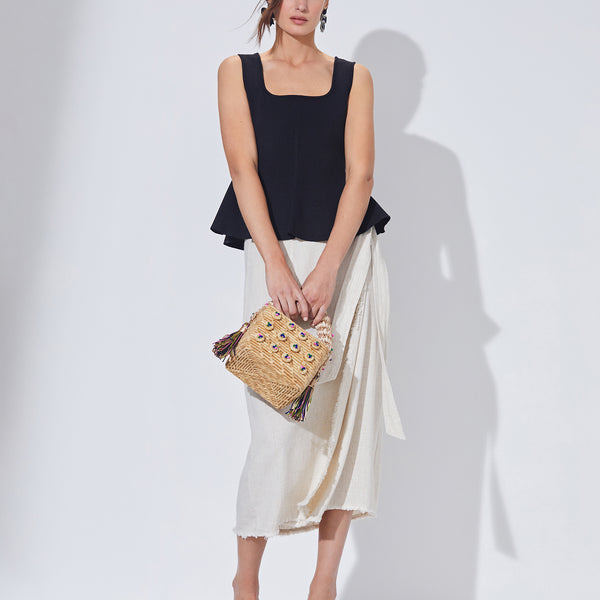 トップス MISTREASS Ribbon Motif Peplum Knit Top Ribbon Motif Peplum Knit Top - MISTREASS
