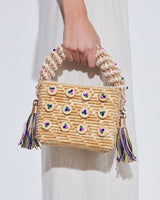 Top Handle Straw Color Pop Bag