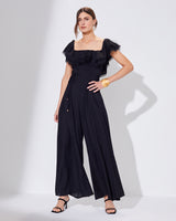 Crochet Trim Ruffle Jumpsuit