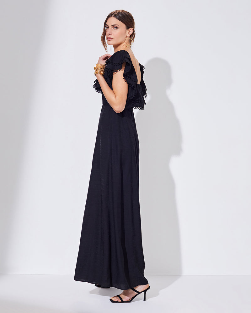 Crochet Trim Ruffle Jumpsuit