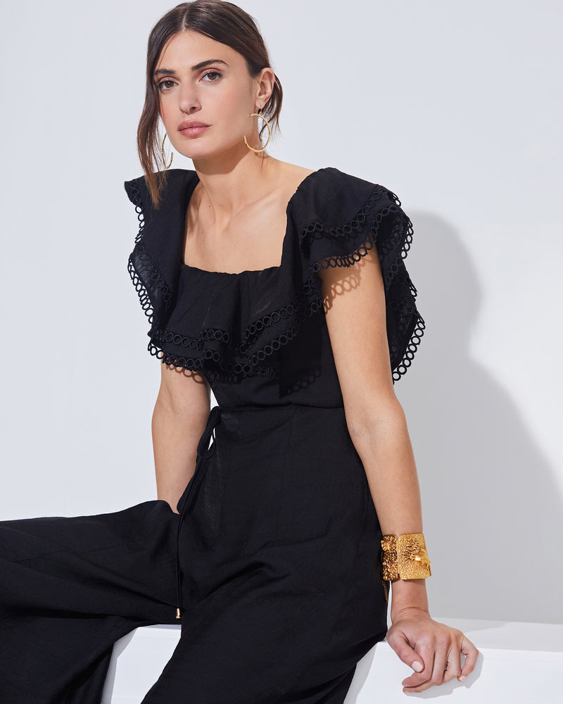 Crochet Trim Ruffle Jumpsuit – Luminary Lifestyle