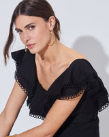 Crochet Trim Ruffle Jumpsuit