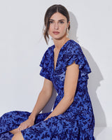 Ruffled Open Back Printed Midi Dress
