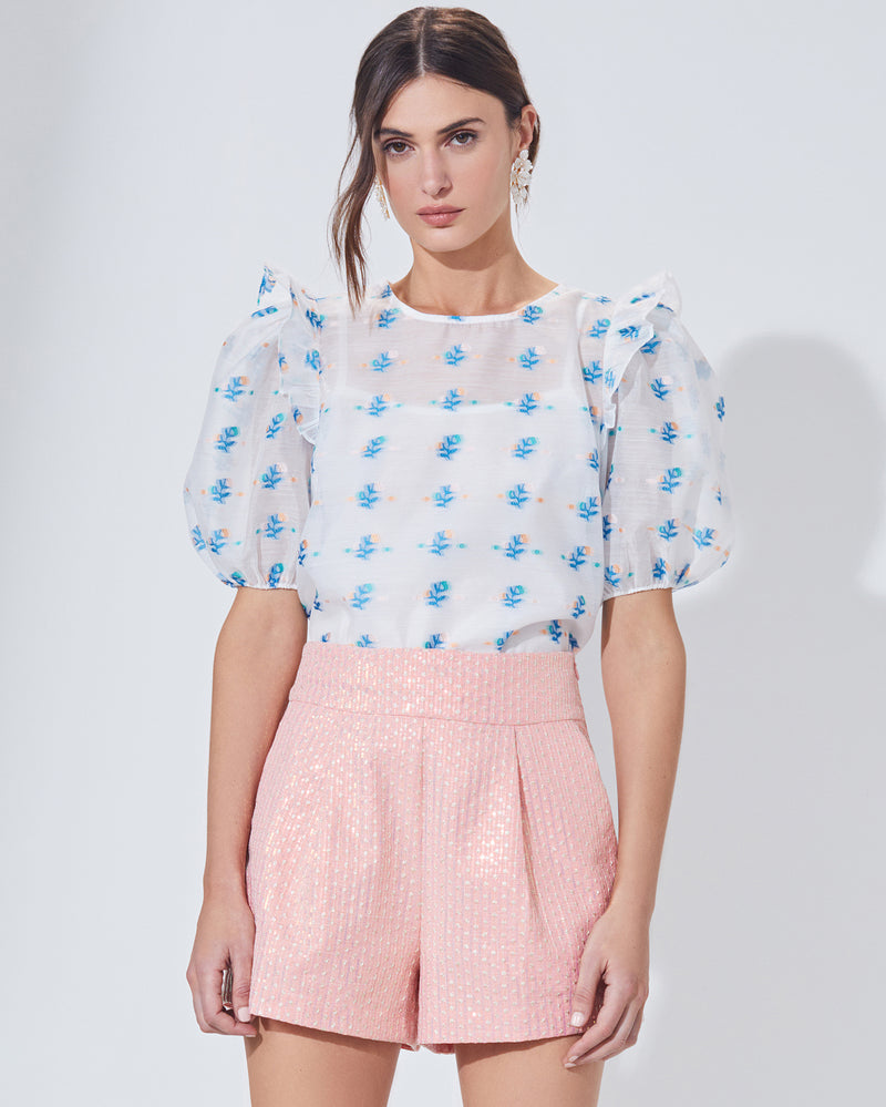 Sequin Detail Embroidered Shorts