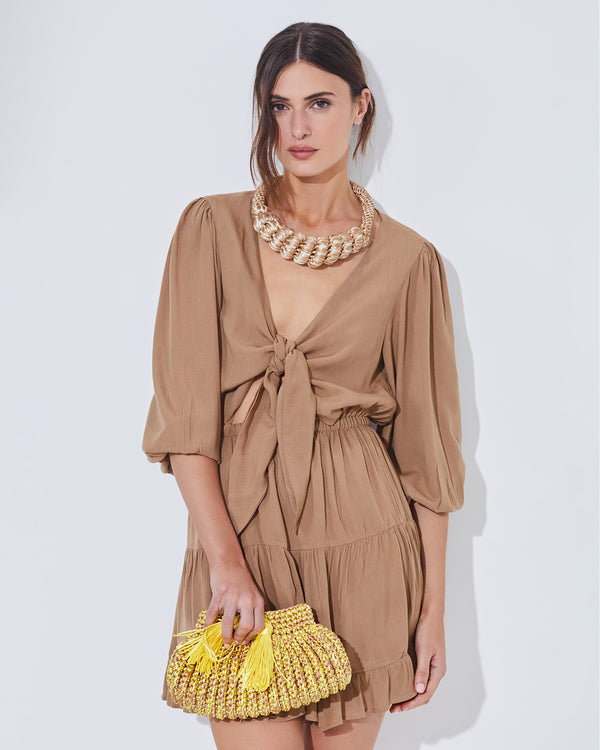 Tie Front Cut Out Mini Dress