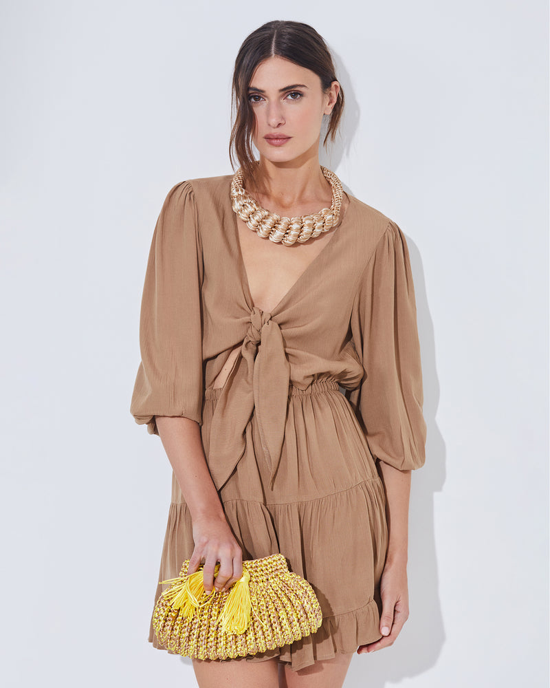 Tie Front Cut Out Mini Dress