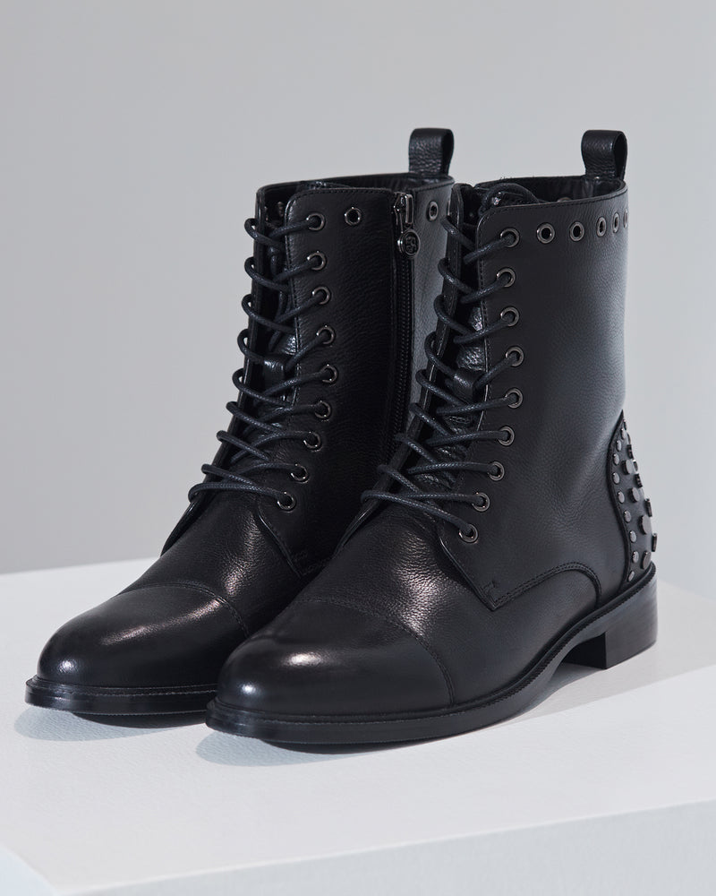 Black Studded Combat Boot