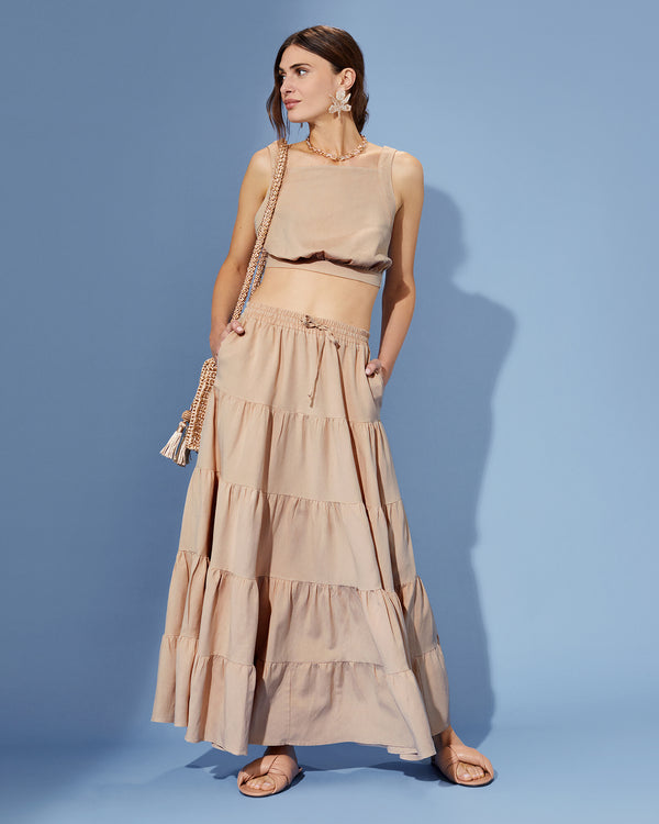 Crop Top & Tiered Maxi Skirt Set