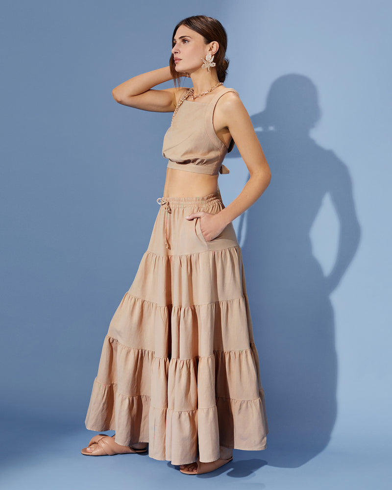 Tiered maxi skirt set cheap