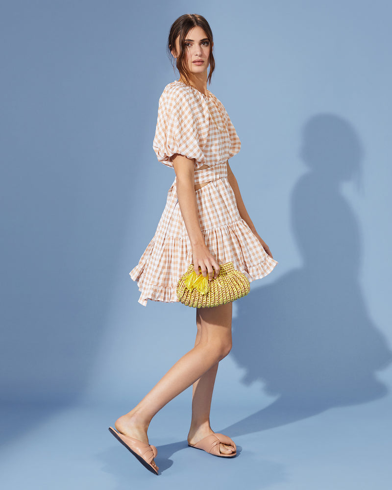 Tie Back Gingham Dress
