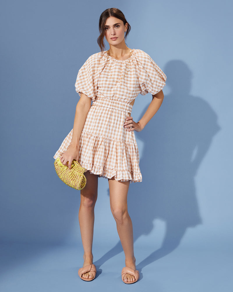 Tie Back Gingham Dress