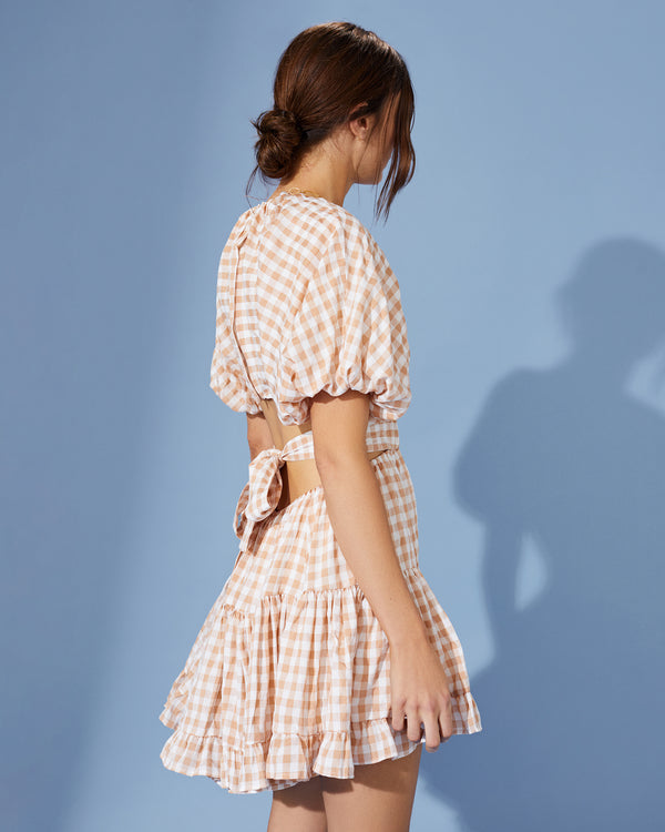 Tie Back Gingham Dress