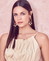 Pearl Drop Rattan Hoop Earrings