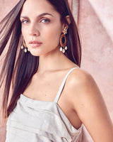 Pearl Drop Rattan Hoop Earrings