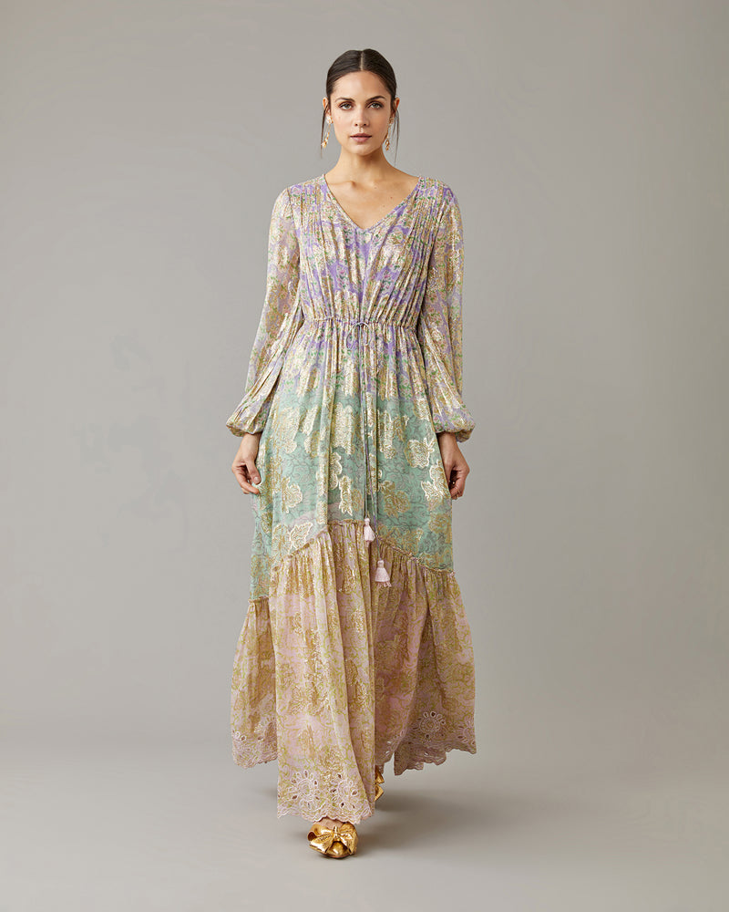Tiered Shimmer Maxi Dress