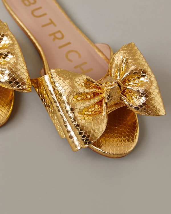 Metallic Bow Slide Sandal