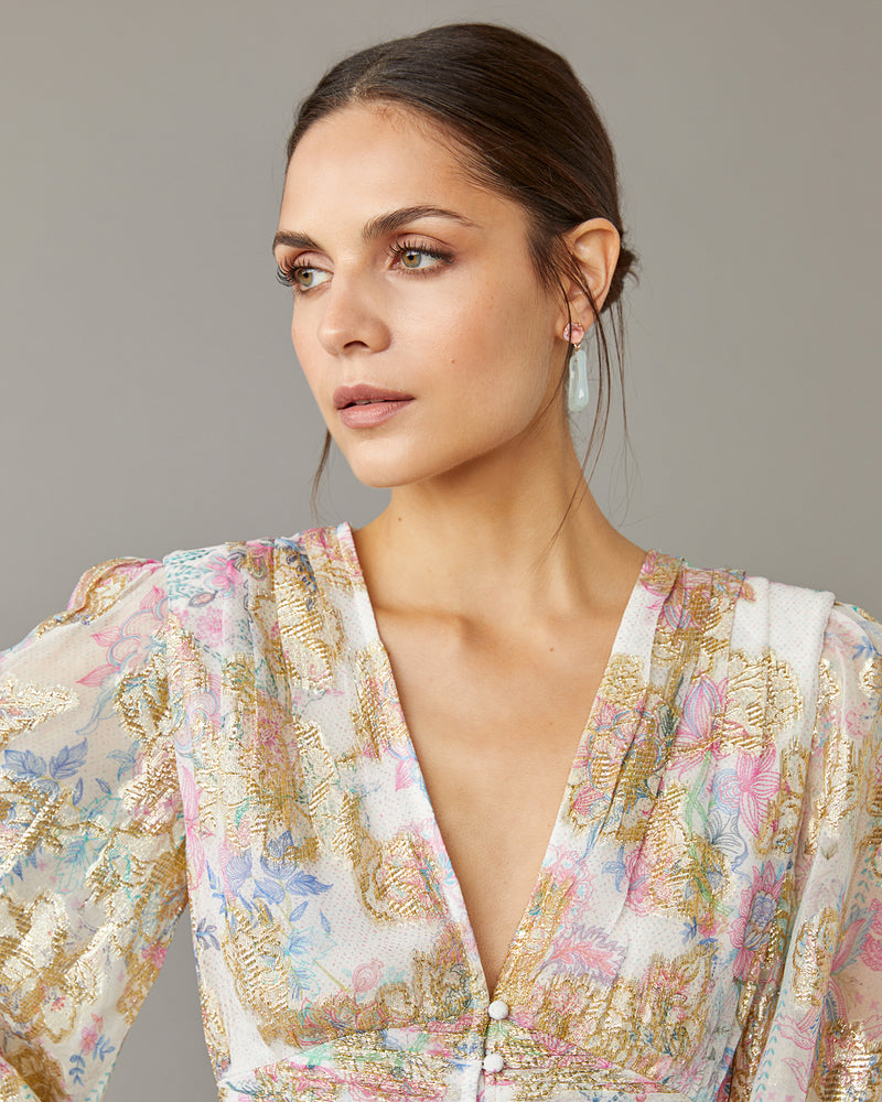 Shimmer Floral Mini Dress