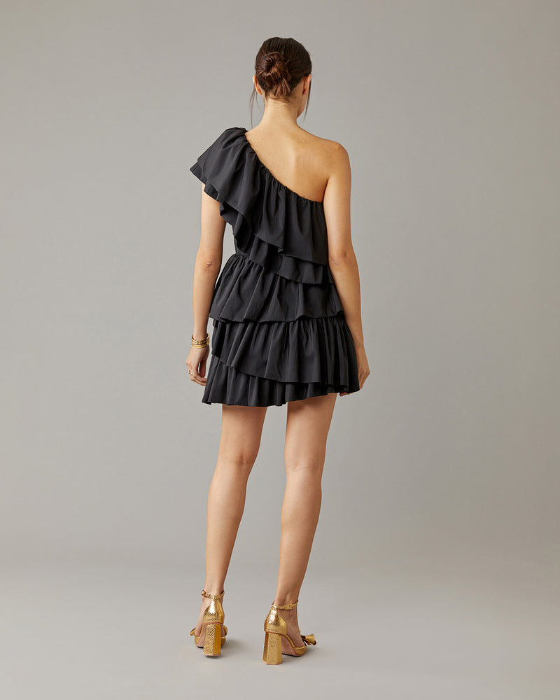One Shoulder Ruffled Mini Dress