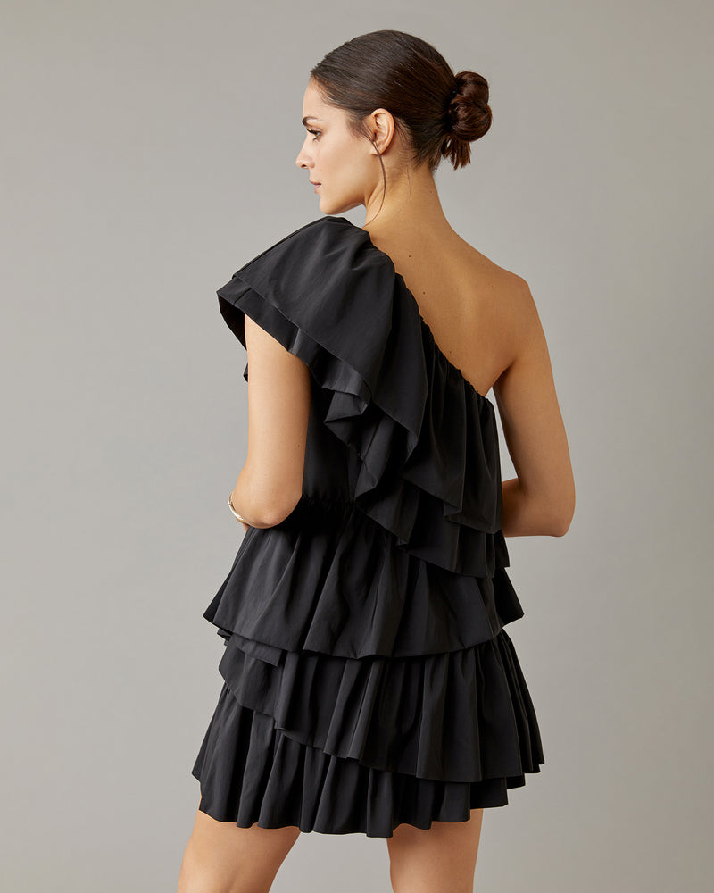 One Shoulder Ruffled Mini Dress