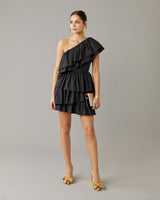 One Shoulder Ruffled Mini Dress