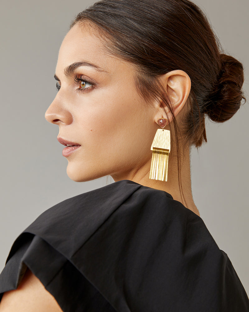 Hammered Fringe Drop Earrings