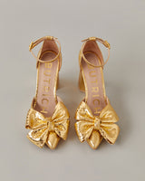 Metallic Ankle Strap Bow Pump