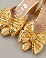 Metallic Ankle Strap Bow Pump