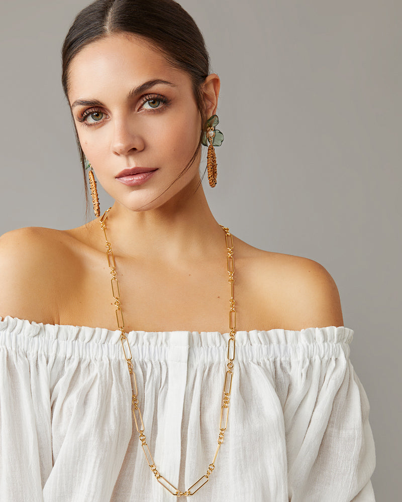 Natural Floral & Rattan Drop Earrings