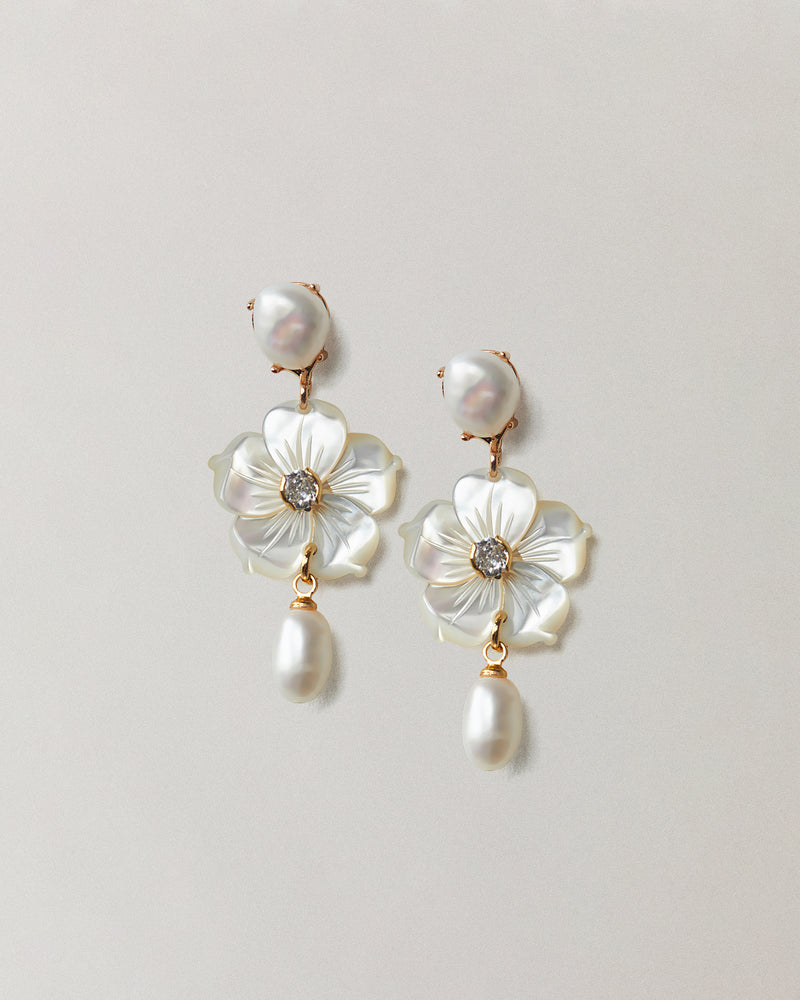 Pearl Blossom Drop Earrings
