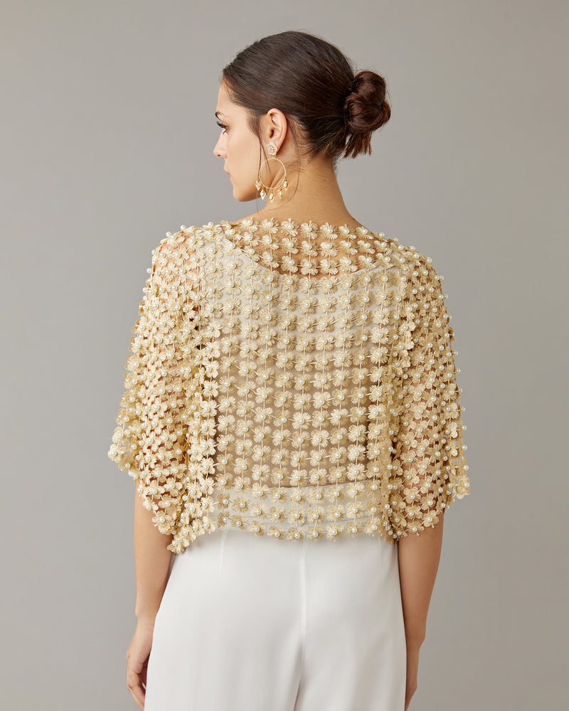 Pearl Detail Crochet Top