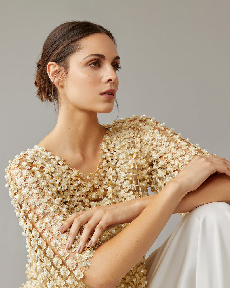 Pearl Detail Crochet Top