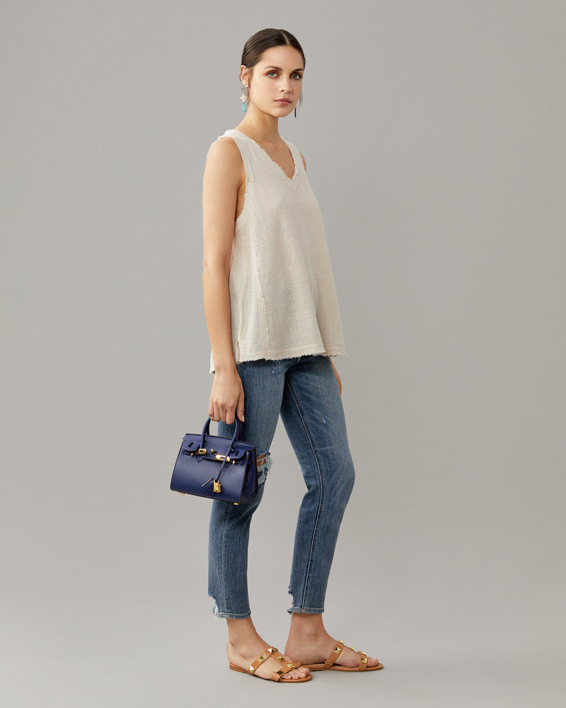 Raw Hem Cotton Gauze Tank