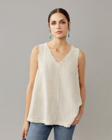 Raw Hem Cotton Gauze Tank