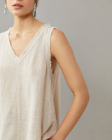 Raw Hem Cotton Gauze Tank