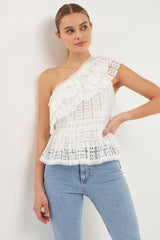 One Shoulder Crochet Peplum Top